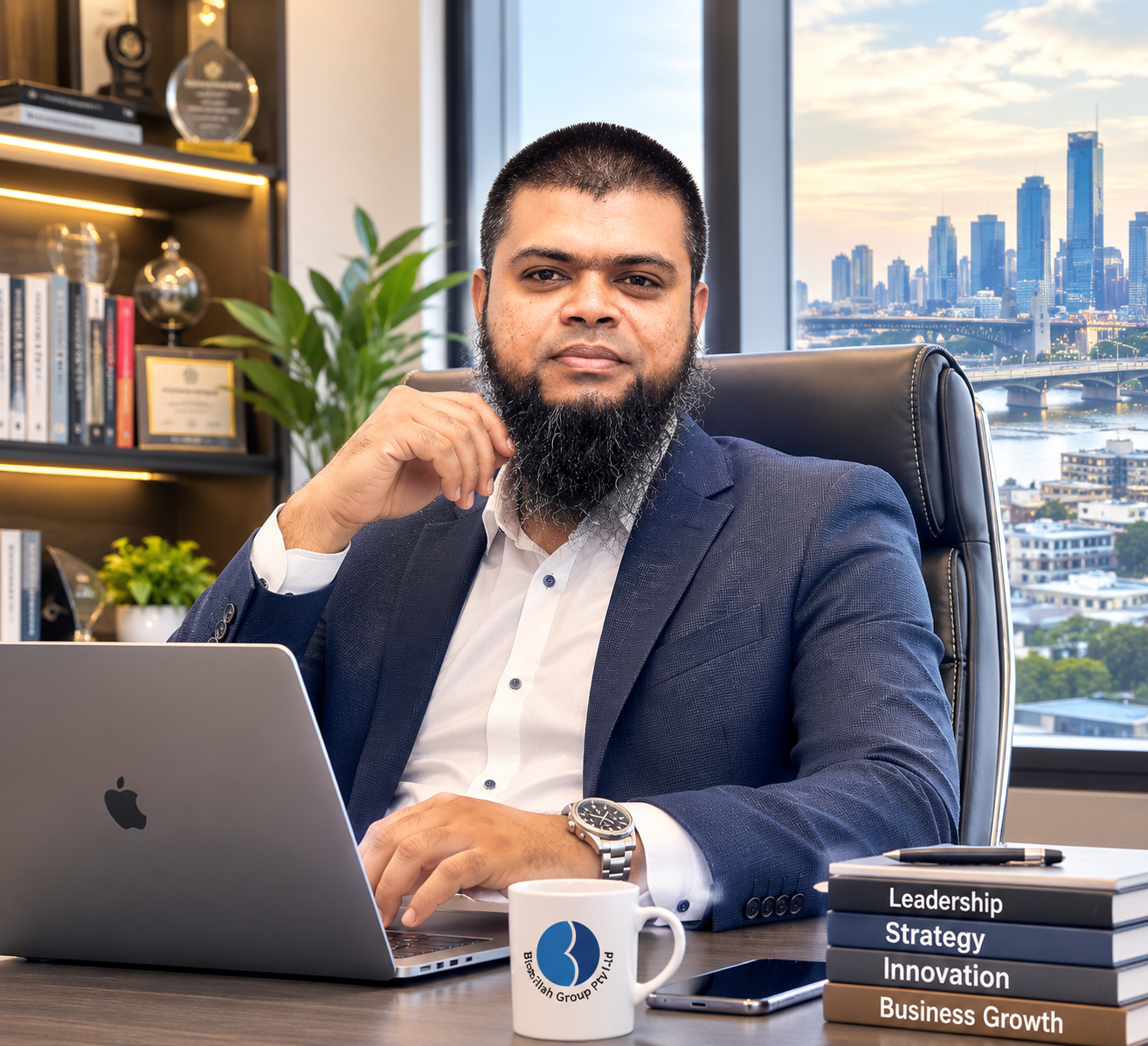 Mohammad Shahadat Hossain working in a professional office